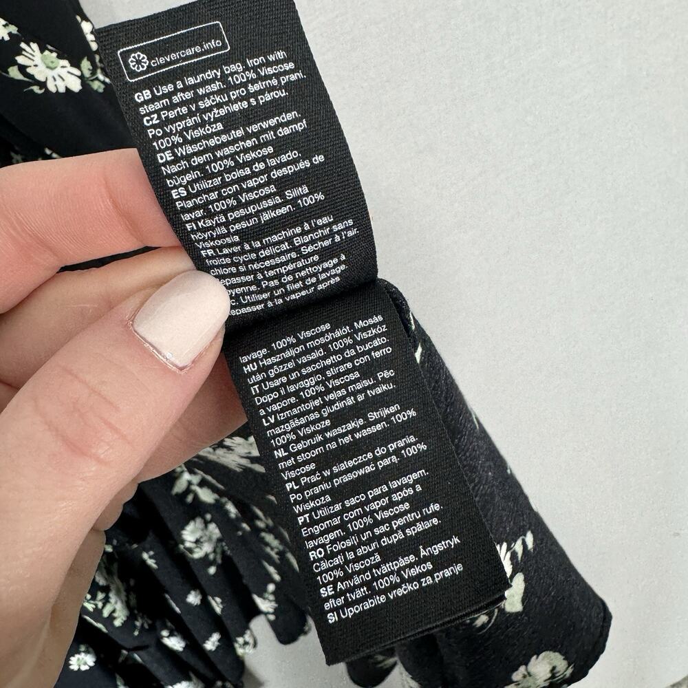& Other Stories Floral Wrap Maxi Dress Womens 0 Black Prairie Cottagecore Fairy - Picture 16 of 16